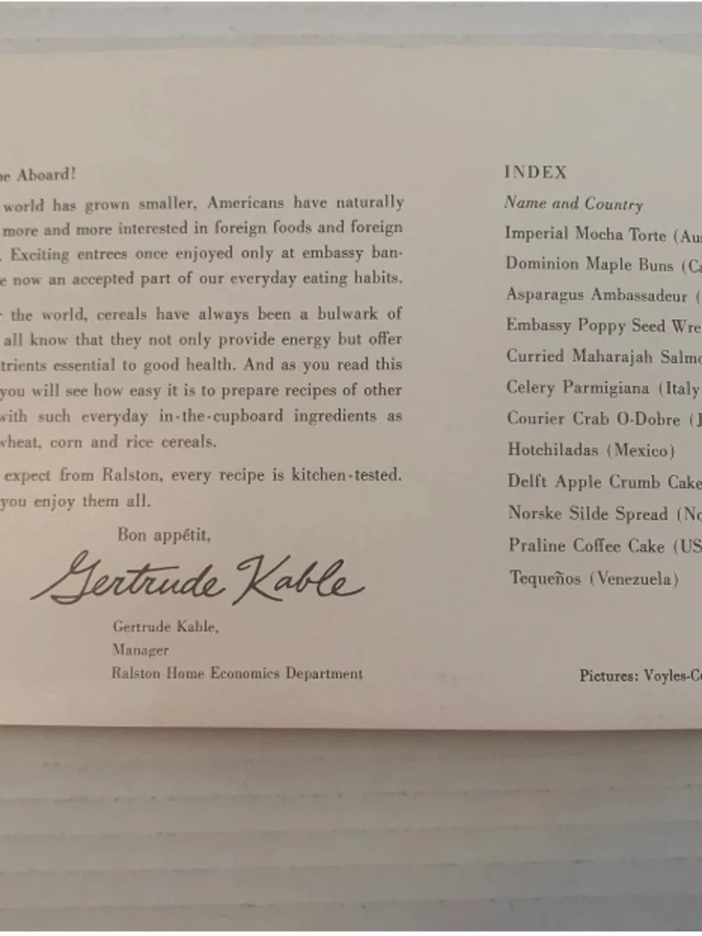VTG Recipes Embassy Cookbook Austria Canada France Hungary India USA 12 Pages